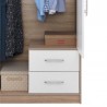Armoire-dressing blanc et chêne, 2 portes, 2 tiroirs, Gamme nyon