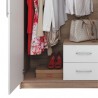 Armoire-dressing blanc et chêne, 3 portes, 2 tiroirs, 1 miroir, Gamme nyon
