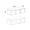 Armoire-dressing blanc et chêne, 3 portes, 2 tiroirs, Gamme nyon