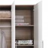 Armoire-dressing blanc et chêne, 3 portes, 2 tiroirs, Gamme nyon