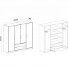 Armoire-dressing blanc et chêne, 4 portes, 2 tiroirs, Gamme nyon