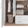Armoire-dressing blanc et chêne, 4 portes, 2 tiroirs, Gamme nyon