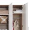 Armoire-dressing blanc et chêne, 4 portes, 2 tiroirs, Gamme nyon