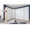 Armoire-dressing blanc et chêne, 4 portes, 2 tiroirs, Gamme nyon