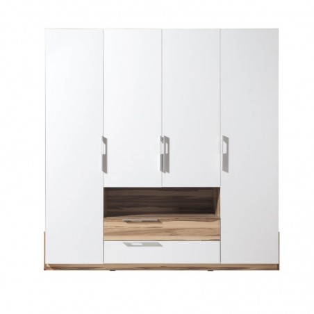 Dressing en bois, 4 portes, 2 tiroirs, Gamme mya
