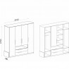Dressing en bois, 4 portes, 2 tiroirs, Gamme mya
