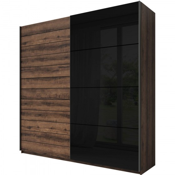 Armoire dressing design 2 portes coulissantes chene et noir , Gamme wesel