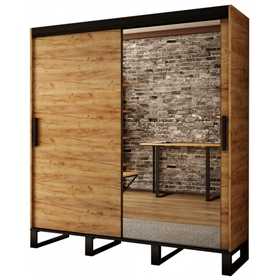 Armoire dressing,  2 portes, 2 penderies, 10 niches et 2 miroirs,  Gamme RICCIANO_T2