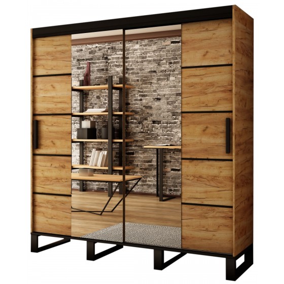 Armoire dressing,  2 portes, 2 penderies, 10 niches et 2 miroirs,  Gamme RICCIANO_V4