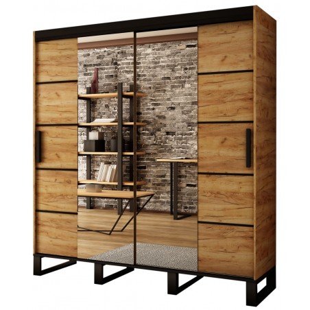 Armoire dressing,  2 portes, 2 penderies, 10 niches et 2 miroirs,  Gamme RICCIANO_V4