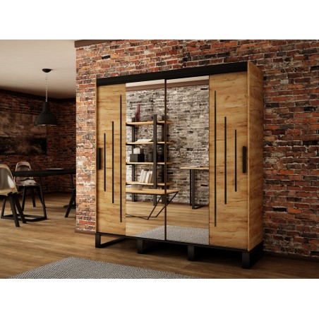 Armoire dressing,  2 portes, 2 penderies, 10 niches et 2 miroirs,  Gamme RICCIANO_Y1