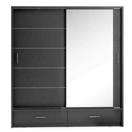 Armoire dressing  2 portes coulissantes avec miroir et led , Gamme concept