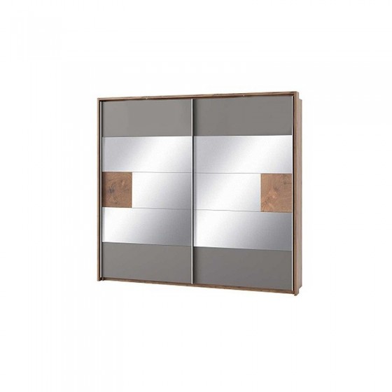 Dressing en bois, 2 portes miroirs coulissantes, led, Gamme davos