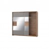 Dressing en bois, 2 portes miroirs coulissantes, led, Gamme davos