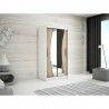 Armoire dressing,  longeur 100 cm, 2 portes , 2 pendries et 5 niches, couleur blanc,  Gamme WAVE