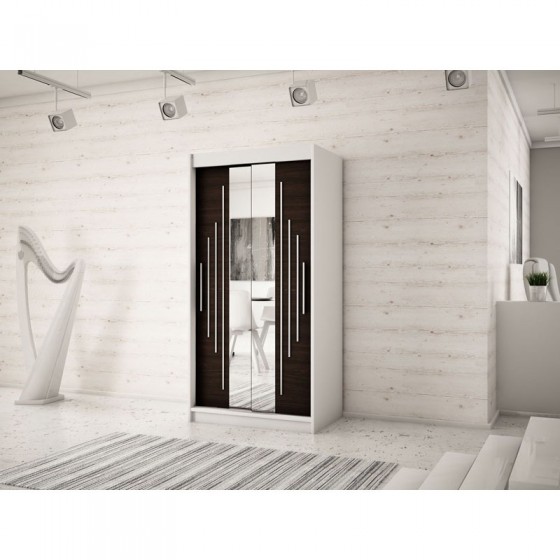 Armoire dressing,  longeur 120 cm, 2 portes, 2 penderies et 5 niches,  Gamme YORK_01