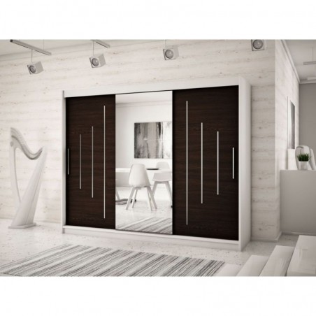 Armoire dressing,  longeur 250 cm, 3 portes, 2 penderies et 10 niches,  Gamme YORK_01