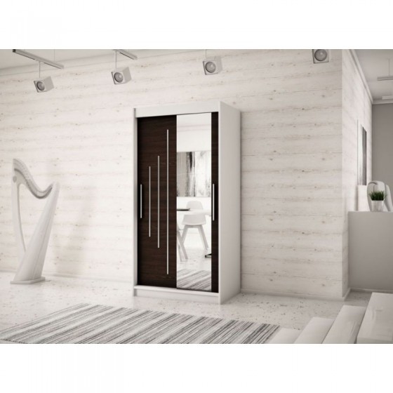 Armoire dressing,  longeur 100 cm, 2 portes, 2 penderies et 5 niches,  Gamme YORK_02