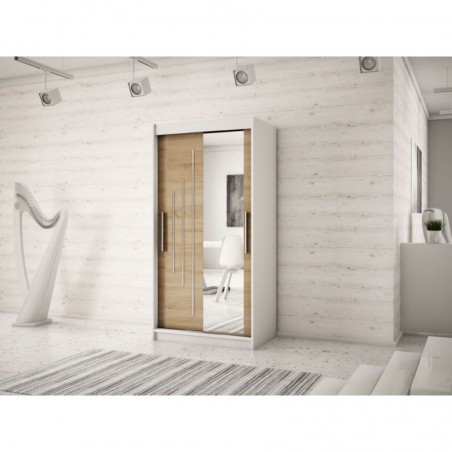 Armoire dressing,  longeur 120 cm, 2 portes, 2 penderies et 5 niches,  Gamme YORK_02