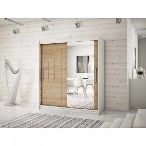 Armoire dressing,  longeur 180 cm, 2 portes, 2 penderies et 10 niches,  Gamme YORK_02