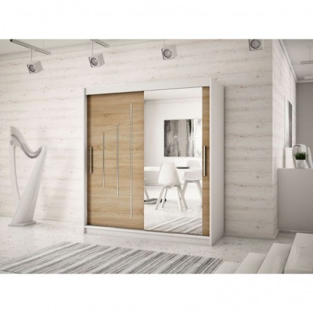 Armoire dressing,  longeur 180 cm, 2 portes, 2 penderies et 10 niches,  Gamme YORK_02
