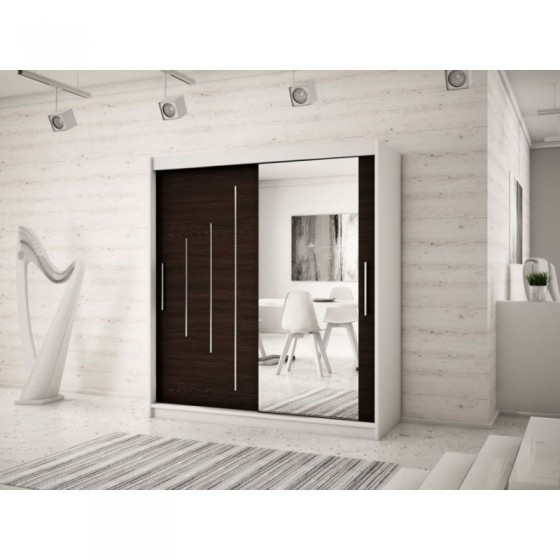Armoire dressing,  longeur 200 cm, 2 portes, 2 penderies et 10 niches,  Gamme YORK_02
