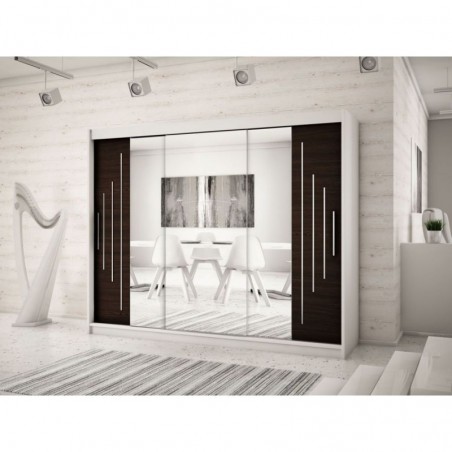 Armoire dressing,  longeur 250 cm, 3 portes, 2 penderies et 10 niches,  Gamme YORK_02