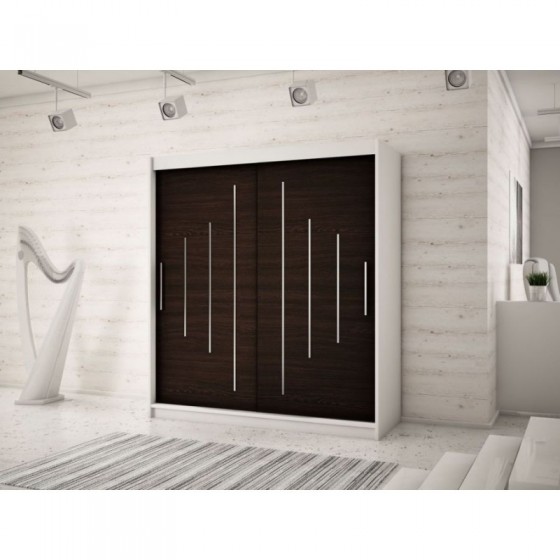 Armoire dressing,  longeur 150 cm, 2 portes, 2 penderies et 5 niches,  Gamme YORK