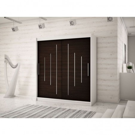 Armoire dressing,  longeur 150 cm, 2 portes, 2 penderies et 5 niches,  Gamme YORK