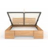 Lit adulte en  bois hetre massif avec sommier relevable , Gamme indigo