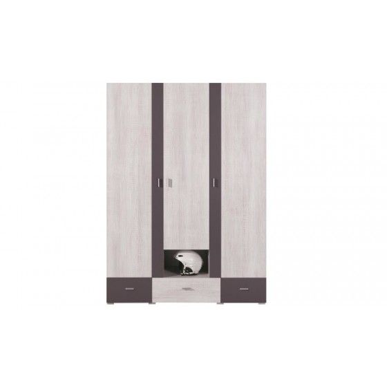 Armoire enfant en pin, 3 portes, 3 tiroirs, Gamme evora