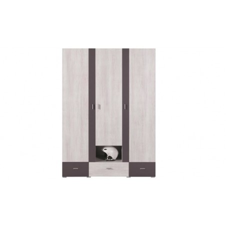 Armoire enfant en pin, 3 portes, 3 tiroirs, Gamme evora