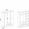 Armoire enfant en pin, 3 portes, 3 tiroirs, Gamme evora