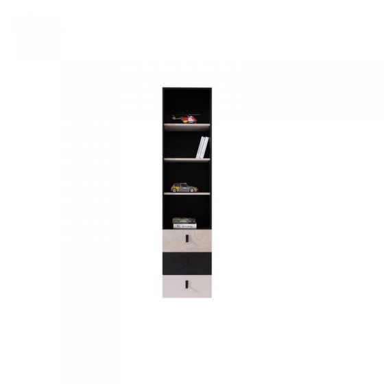 Bibliothèque enfant en bois, 3 tiroirs, 4 niches, Gamme porto
