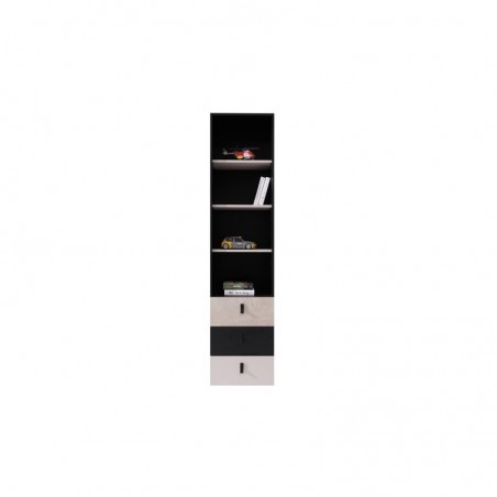 Bibliothèque enfant en bois, 3 tiroirs, 4 niches, Gamme porto