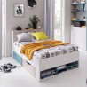 Lit ado en bois, 1 tiroir, 3 niches de rangement, Gamme porto