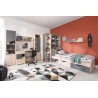 Lit ado en bois blanc et gris, 2 tiroirs, Gamme faro