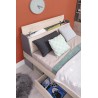 Lit ado en bois blanc et gris, 2 tiroirs, Gamme faro