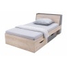 Lit ado en bois blanc et gris, 2 tiroirs, Gamme faro