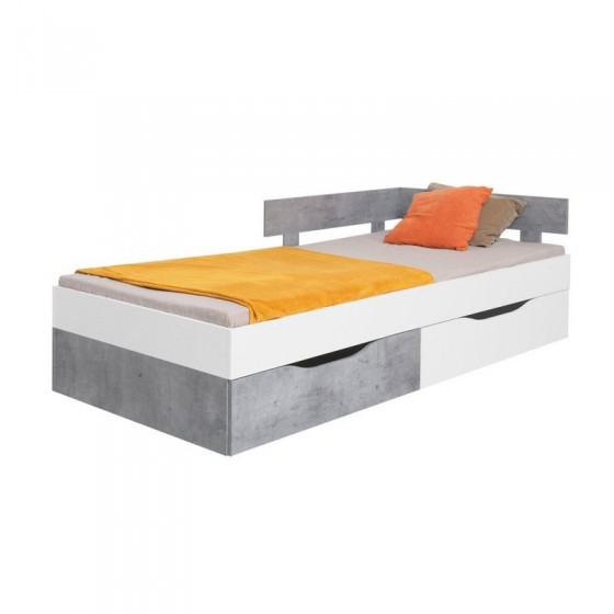Lit ado en bois, 2 tiroirs de rangement, 90 x 200 cm, Gamme elche