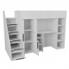 Lit combiné enfant 90x200  avec escalier et rangements blanc , Gamme dream
