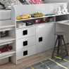 Lit combiné enfant 90x200  avec bureau et rangements blanc , Gamme dream