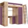 Lit combiné enfant 90x200  avec bureau et armoires  , Gamme maxi