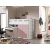 Lit mezzanine 90x200 avec bureau et rangements, Gamme bonny