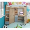 Lit mezzanine enfant en bois, espace bureau et rangements, 1 échelle,  Gamme gramsh