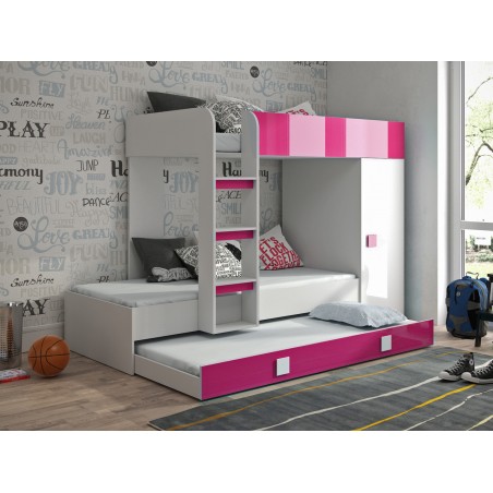 Lit gigogne enfant avec armoire et tiroir, Gamme dream