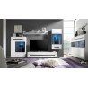Etagère murale 1 porte  4 niches, couleur blanc et noir, Gamme TOREK