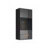 Etagère murale 1 porte  4 niches, couleur noir et bois, Gamme TOREK B