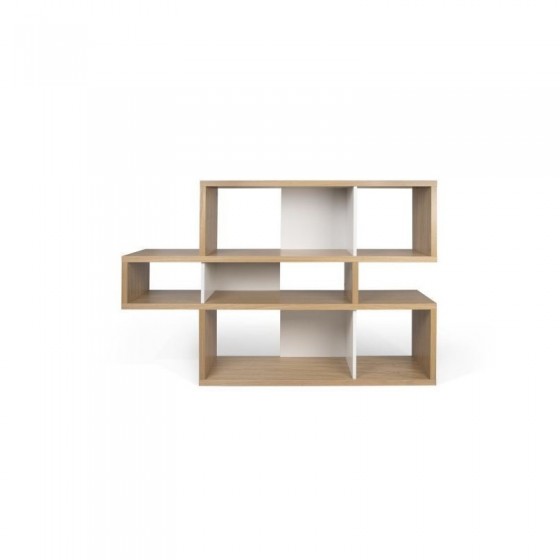 Bibliothèque basse design multi-niches finition chêne et noir, Gamme london
