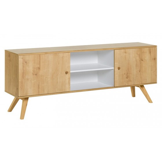 Buffet en bois et chêne, 2 portes, 6 rangements, Gamme benidorm